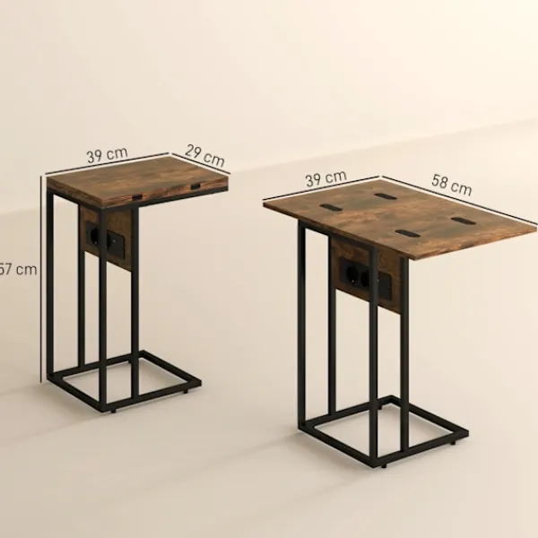 Northio Småbord>C-format sidobord med laddningsstation och hopfällbar topp