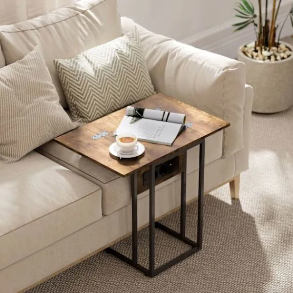 Northio Småbord>C-format sidobord med laddningsstation och hopfällbar topp