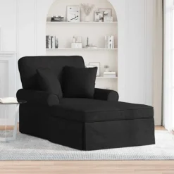 vidaXL Fåtöljer>Chaise Lounge med Kjol med kudde Svart 91 x 157 x 91 cm tyg
