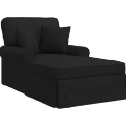 vidaXL Fåtöljer>Chaise Lounge med Kjol med kudde Svart 91 x 157 x 91 cm tyg