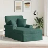 vidaXL Fåtöljer>Chaise Lounge med Kjol med kudde Mörkgrön 91 x 157 x 91 cm tyg