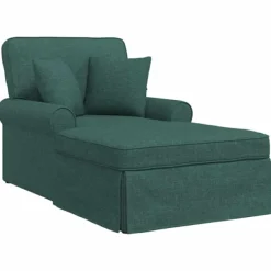 vidaXL Fåtöljer>Chaise Lounge med Kjol med kudde Mörkgrön 91 x 157 x 91 cm tyg