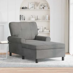 vidaXL Soffor>Chaise Lounge med kudde Mörkgrå 91 x 157 x 91 cm Sammet