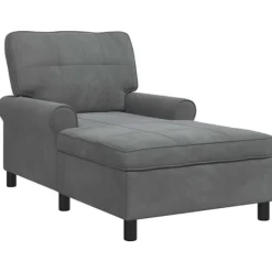 vidaXL Soffor>Chaise Lounge med kudde Mörkgrå 91 x 157 x 91 cm Sammet