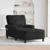 vidaXL Fåtöljer>Chaise Lounge med kudde Svart 91 x 157 x 91 cm Sammet