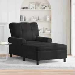 vidaXL Fåtöljer>Chaise Lounge med kudde Svart 91 x 157 x 91 cm Sammet