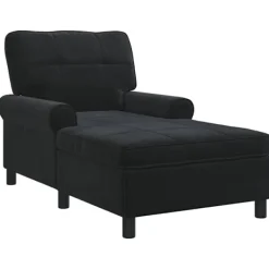 vidaXL Fåtöljer>Chaise Lounge med kudde Svart 91 x 157 x 91 cm Sammet