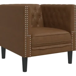 vidaXL Fåtöljer>Chesterfieldfåtölj brun konstmocka