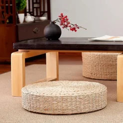 unbranded Sittpuffar>45cm Yogamattor Rund Puff Golvkudde Kudde Halm Meditation Förtjockning Mjuk Yoga Utrustning