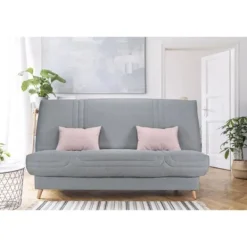 COMFORT BULTEX Soffor>Clic clac 3 ställen - Grått tyg - Tillverkat i Frankrike - L 192 x D 95 x H 101 - MONA