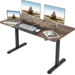 COSTWAY Kontorsmöbler>Elektriskt sitt-stående skrivbord, 140 x 70 x 72-116 cm, höj- och sänkbart bord, Enkelmotor,