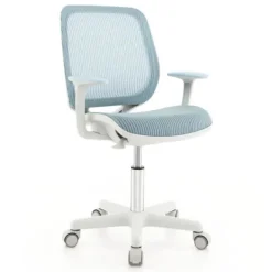 COSTWAY Kontorsmöbler>Ergonomisk vridbar kontorsstol för barn 6-15 år, 5 bromshjul, justerbar sitshöjd 43-55 cm,