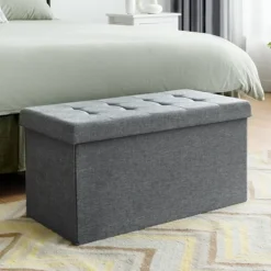 COSTWAY Kistor & Koffertar>Förvaringsbänk 115L - Förvaringslåda 80 x 38 x 38 CM, Belastningskapacitet 160 KG, i Oxfordtyg för Sovrum, Entré Mörkgrå