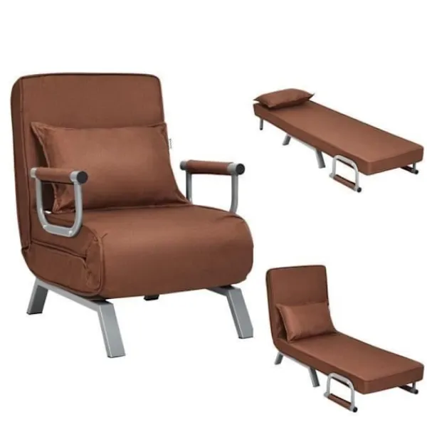 COSTWAY Soffor>Fåtölj Sängsoffa Konvertibel Med Avtagbart Överdrag och Mjuk Skum Med Kudde Yta i Tyg 186x59x28CM