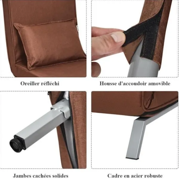 COSTWAY Soffor>Fåtölj Sängsoffa Konvertibel Med Avtagbart Överdrag och Mjuk Skum Med Kudde Yta i Tyg 186x59x28CM