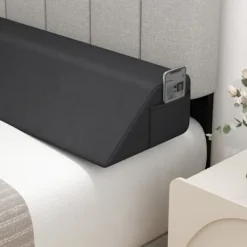 COSTWAY Sängar>Kilkudde för säng Tillverkad av högdensitetssvamp - Sänggavelskudde, sidofickor, Fyll gapet -137x25x13CM