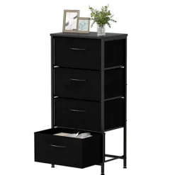 COSTWAY Byråer>Kommod med 4 Tyger, Träskiva, Metallhandtag och -ram, för Vardagsrum, Kontor, Skåp,