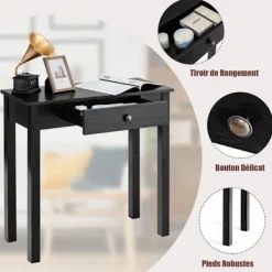 COSTWAY Småbord>Konsolbord med Låda, Entrémöbel med Massiva Träben för Vardagsrum Hall,