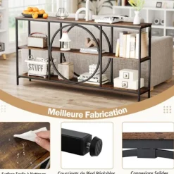 COSTWAY Sideboards>Konsolbord XXL - 3 Nivåer 180 x 30 x 90 cm (L x B x H) Industriell Stil Metallram