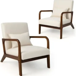 COSTWAY Fåtöljer>Modern Sidostol i gummi, med svankkudde, halkfria fötter, 79 x 65 x 77 cm,