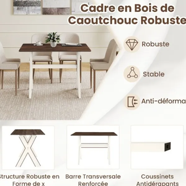 COSTWAY Matbord>Modernt Matbord i Trä 110x71x76 cm - X-formad Ram för Små Utrymmen - Kapacitet 100 kg
