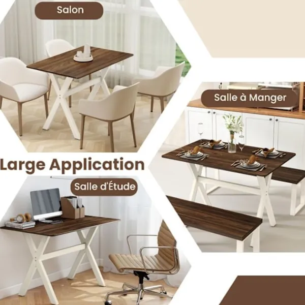 COSTWAY Matbord>Modernt Matbord i Trä 110x71x76 cm - X-formad Ram för Små Utrymmen - Kapacitet 100 kg