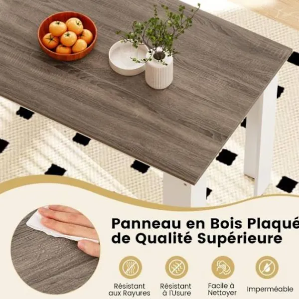 COSTWAY Matbord>Rektangulärt Matbord 120 CM för 4 till 6 Personer Vit