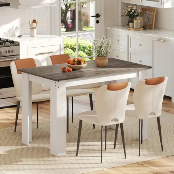 COSTWAY Matbord>Rektangulärt Matbord 120 CM för 4 till 6 Personer Vit