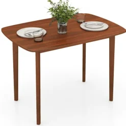 COSTWAY Matbord>Rektangulärt Matbord 110 x 78 x 77 cm för 2-4 Personer - Starka Gummiträben - Modern Stil