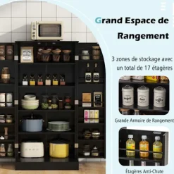 COSTWAY Skåp>Sideboard-Köksskåp - 2 dörrar, 6 justerbara hyllor, tippskydd - Vardagsrum, Matsal -