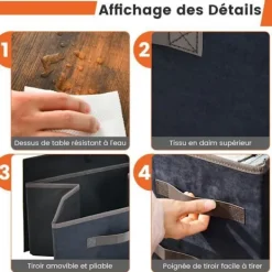 COSTWAY Byråer>Tyg byrå med 5 lådor, 2 hyllor, byrå Förvaringsskåp Metallstomme för vardagsrum, hall, 84 x 30 x 85 cm