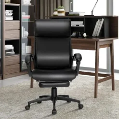 COSTWAY Kontorsmöbler>Vridbar kontorsstol Ergonomiskt fällbart ryggstöd med höjdjusterbart fotstöd 62 x 71,5 x 109-119 cm