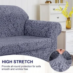 ATELA Soffor>Cover Cover 2 delar jacquard damast överdrag för 2 kuddar Stretch soffa Möbelskydd Stolöverdrag för vardagsrum barn, husdjur (Med