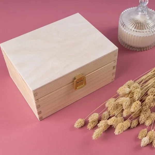 CREATIVE DECO Kistor & Koffertar>förvaringslåda i trä med lås | 21,4 x 13,8 x 10 cm | Förvaringskista | Trälåda | Trälåda