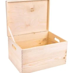 CREATIVE DECO Kistor & Koffertar>Förvaringslåda i trä 40x30x24cm | omålad | Box Stor låda Bröststamverktyg
