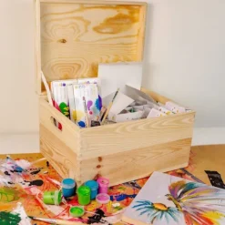 CREATIVE DECO Kistor & Koffertar>Förvaringslåda i trä 40x30x24cm | omålad | Box Stor låda Bröststamverktyg