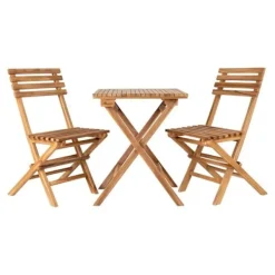 EBUY24 Balkongmöbler>Cuenca-set med bord och 2 utestolar i teak.