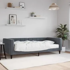 vidaXL Soffor>Dagbädd med madrass mörkgrå 90x190 cm sammet