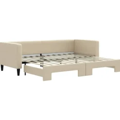 vidaXL Soffor>Dagbädd utdragbar gräddvit 80x200 cm tyg
