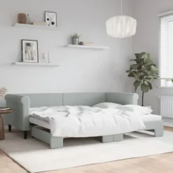 vidaXL Soffor>Dagbädd utdragbar ljusgrå 90x200 cm sammet