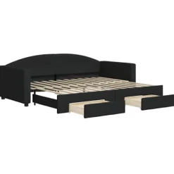 vidaXL Soffor>Dagbädd utdragbar med lådor svart 90x200 cm tyg