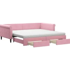 vidaXL Soffor>Dagbädd utdragbar med lådor rosa 100x200 cm sammet