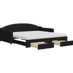 vidaXL Soffor>Dagbädd utdragbar med lådor svart 100x200 cm tyg