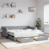 vidaXL Soffor>Dagbädd utdragbar med lådor ljusgrå 90x190 cm tyg