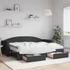vidaXL Soffor>Dagbädd utdragbar med lådor svart 80x200 cm tyg