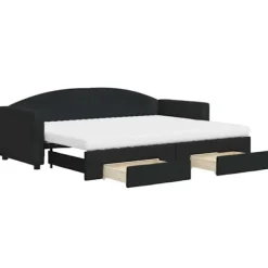vidaXL Soffor>Dagbädd utdragbar med lådor svart 80x200 cm tyg