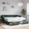 vidaXL Soffor>Dagbädd utdragbar med lådor mörkgrön 80x200 cm sammet