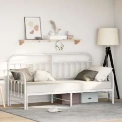 vidaXL Soffor>Dagbäddram Vit 80 x 200 cm Pulverlackerat stål