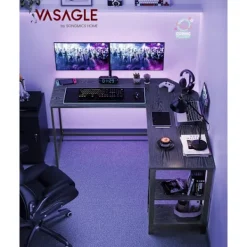 Pavil Kontorsmöbler>Datorbord, L-format hörnskrivbord, 138 x 138 x 76 cm, spelbord, svart med träfibrer