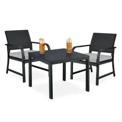 Northio Balkongmöbler>3-delad balkongmöbelset i rottinglook